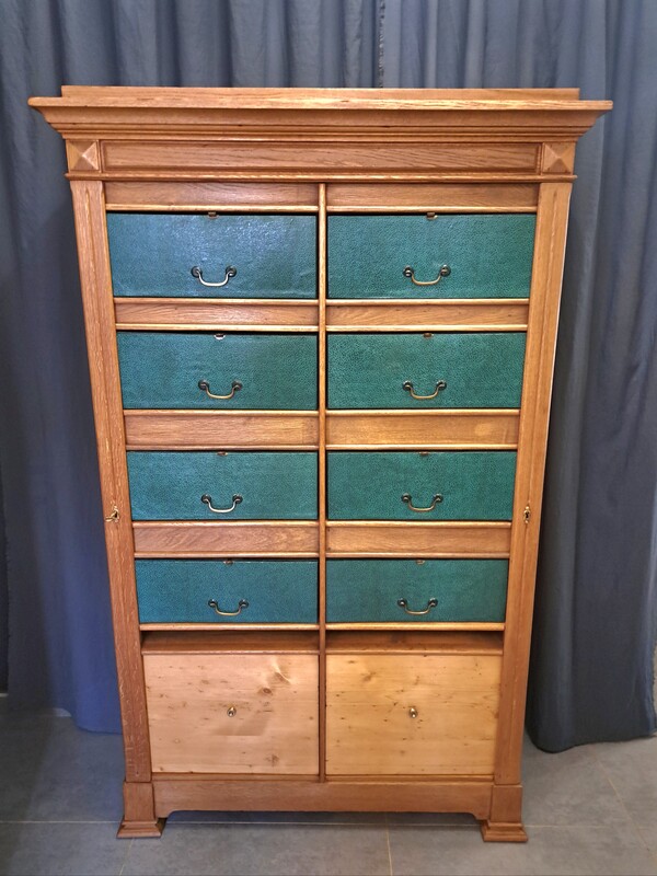 Art Deco period notary filing cabinet in solid light oak