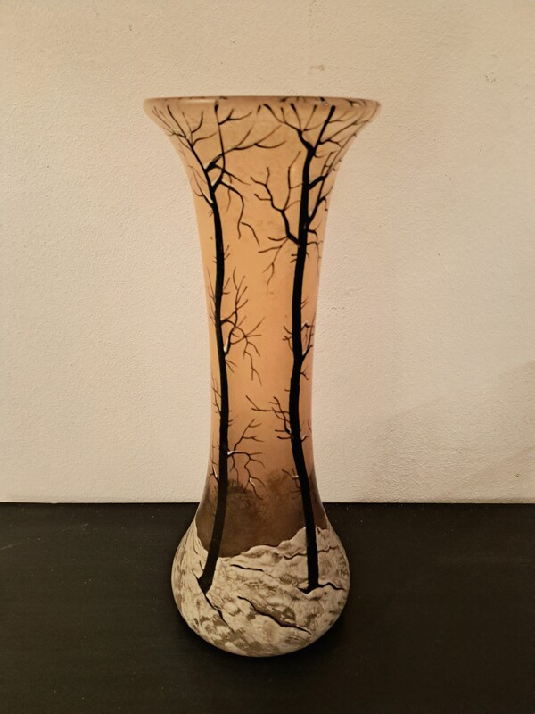 Art Nouveau vase signed Legras, made of enameled glass