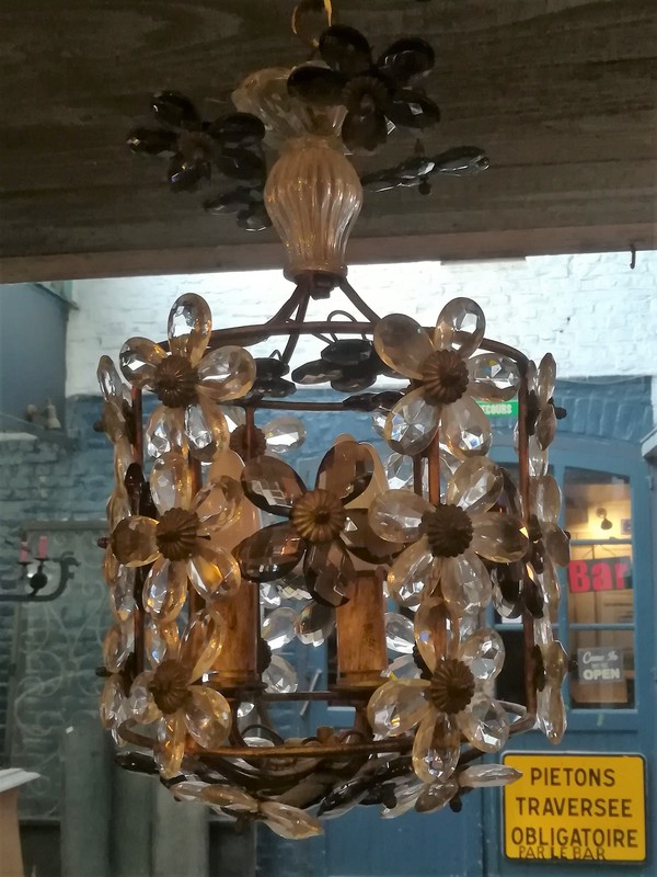 Baguès style flowers glass pendants