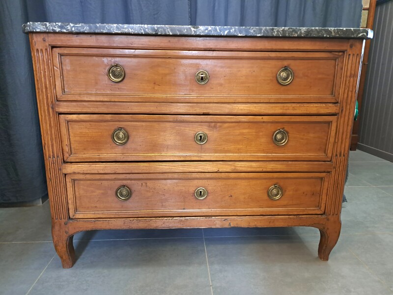  Louis XV/XVI Transition period chest in cherrywood and marble top