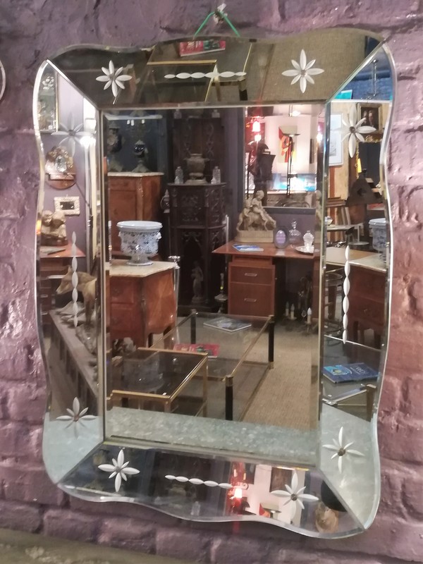 Etched glass venetian style mirror  