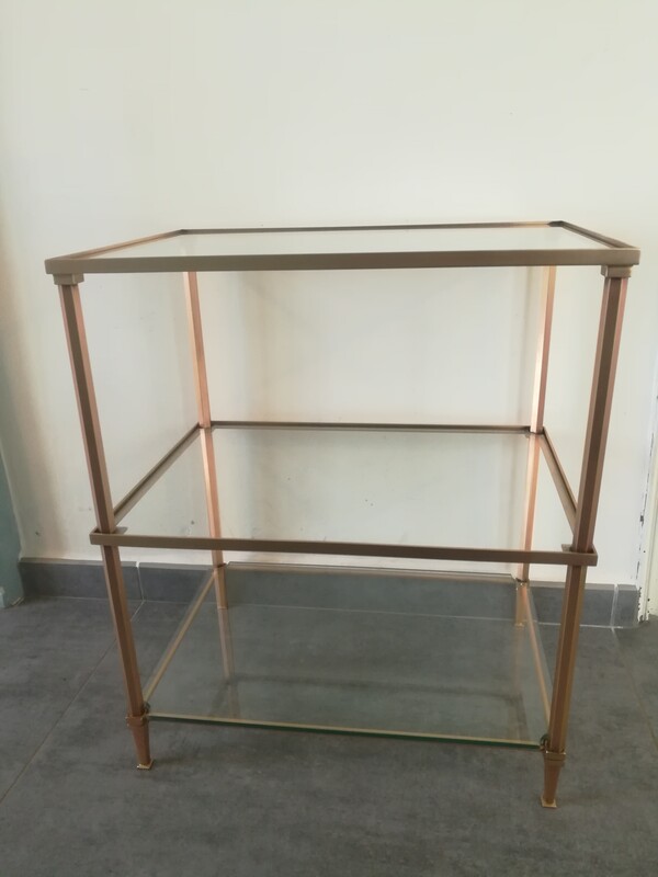 Gilded brass and glass tops side table