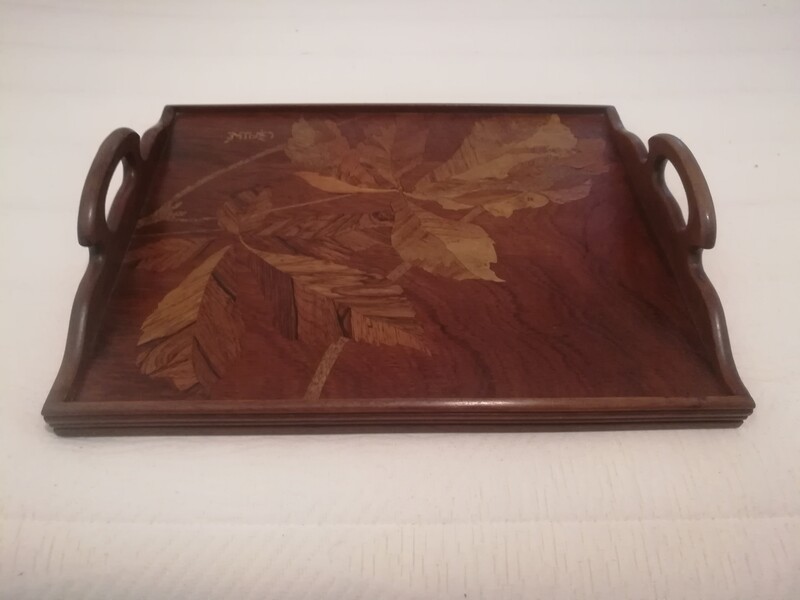 Inlay Gallé service tray 