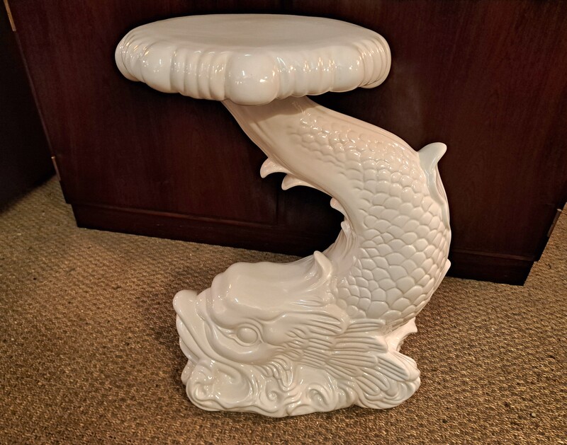 Italian earthenware dolphin plant holder