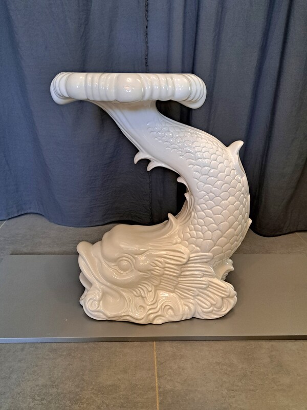 Italian signed earthenware dolphin plant holder