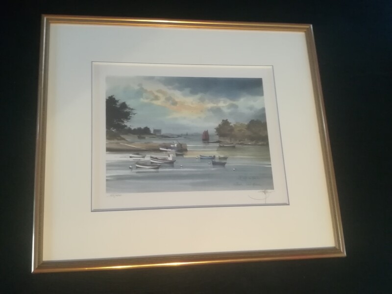 Lithography signed Lauro representating the gulf of Morbihan