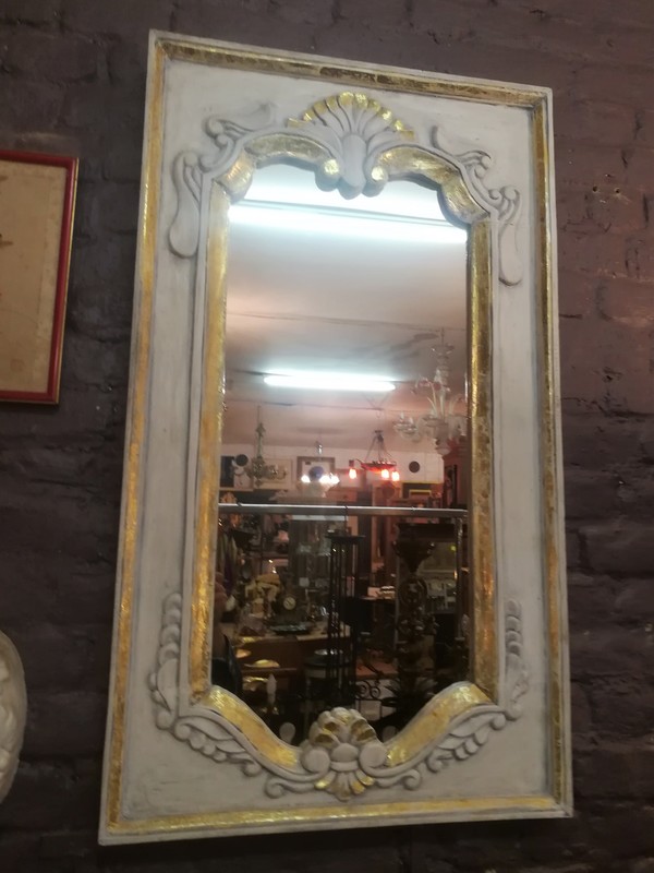Louis XV style mirror with cream and gold patina