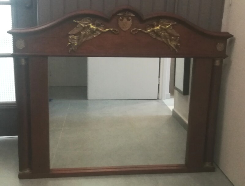 Mahogany and gilt bronze Empire style mirror