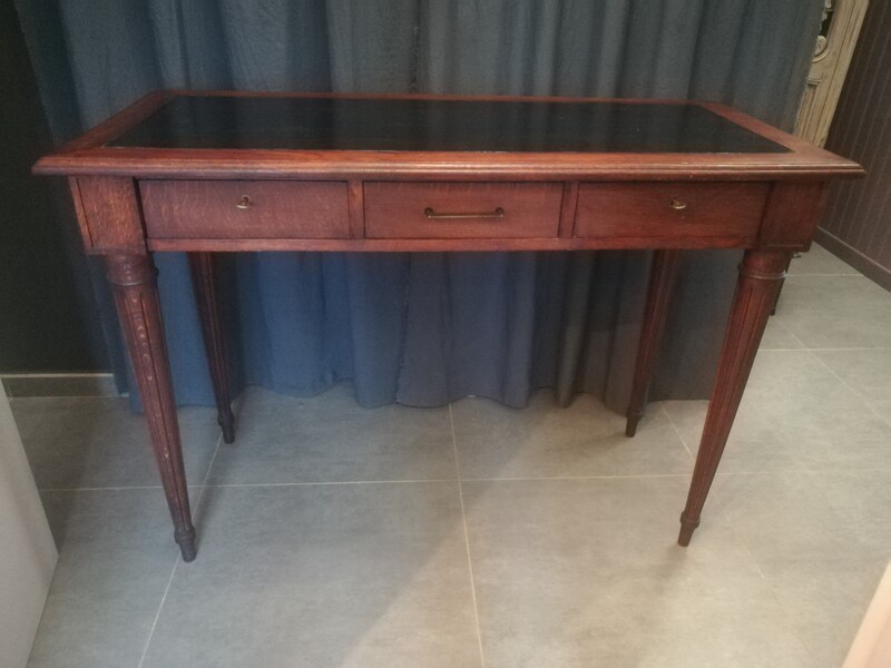 Oak and leather top Louis XVI style jeweler's table