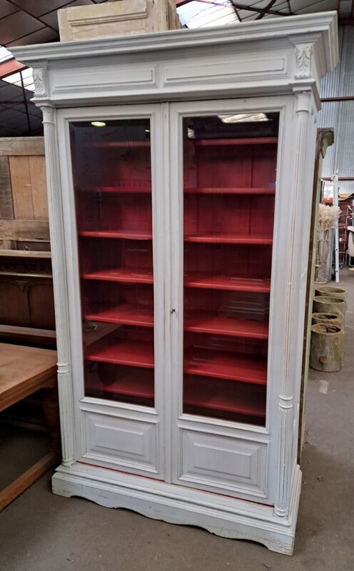 Painted oak glass bookcase 