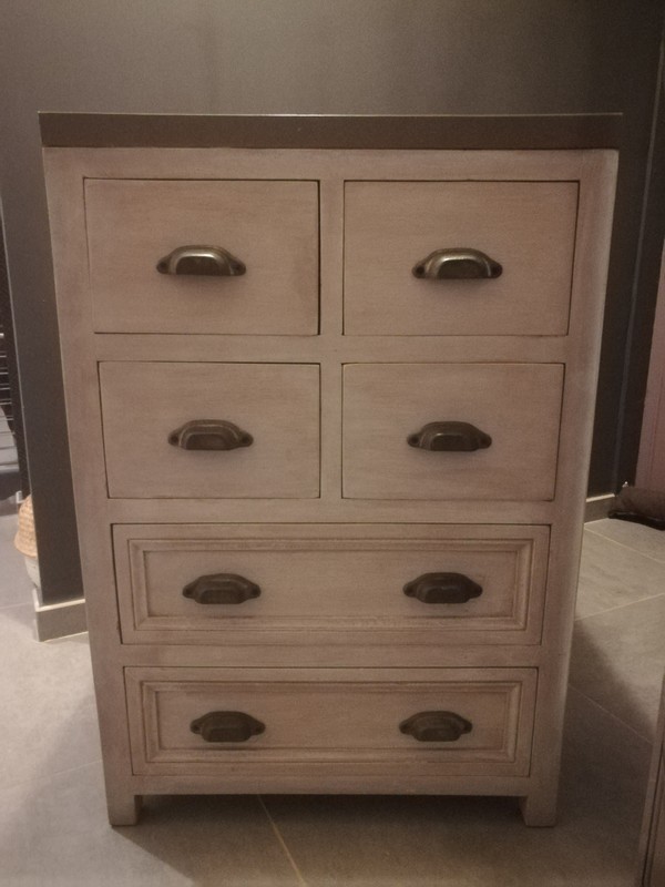 Patinated wood drawer unit