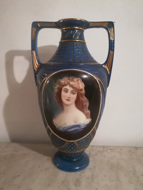 Polychrome art nouveau ceramic vase