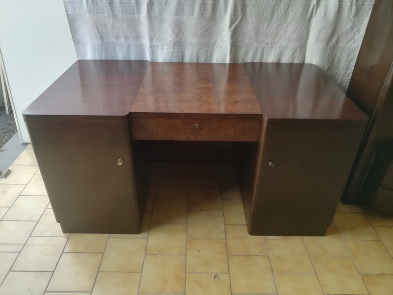 Rosewood and burl birch art deco desk