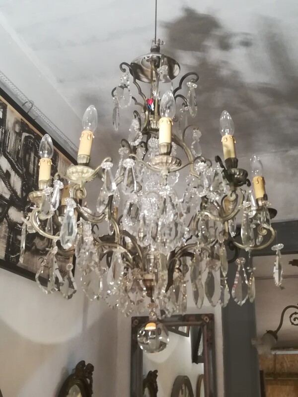 Silver bronze and crystal pendants 12 lights chandelier