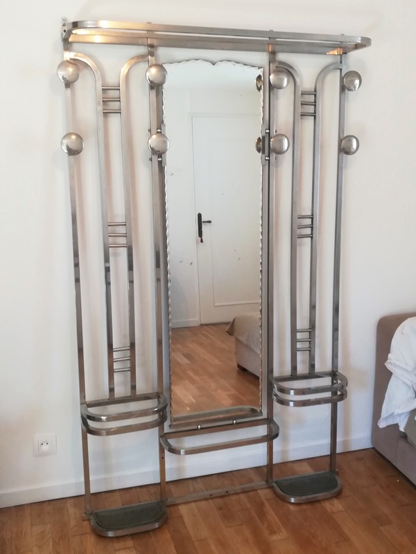 Silver copper Art Deco period wall cloakroom  