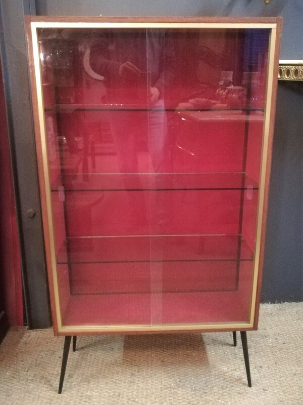 Sliding glass doors wooden display cabinet